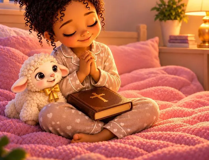 Ariana prie avec Lumi le soir